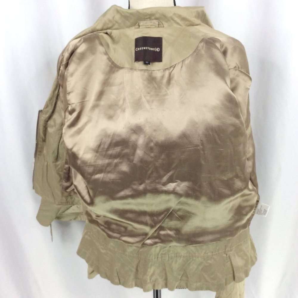 Greenstone Jacket Womens Size 40 UK 6/8 US Gold Beige Ruffle V-Neck DAMAGED - Picture 8 of 13